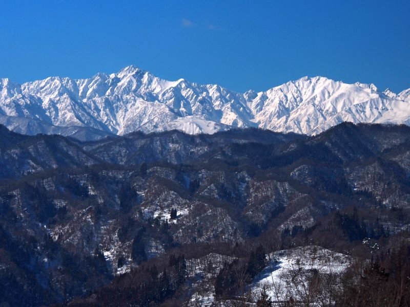 Mount Goryu during winter view from Ogawa Village, Mount Goryu, Mountains in Japan, Japan