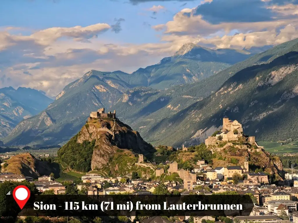 Distance of Sion from Lauterbrunnen, Switzerland