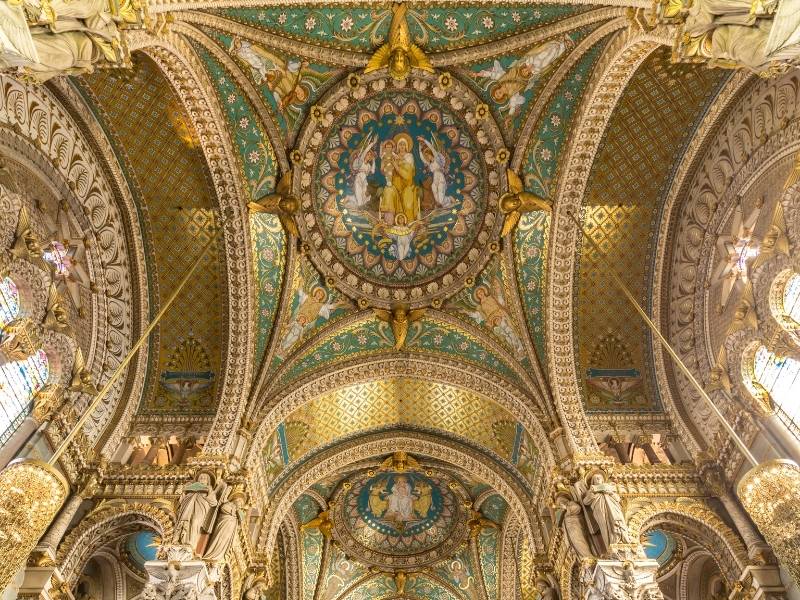 Reason to visit Lyon France 7_ Ceiling of Fourviere Cathedral
