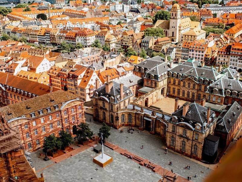 Top view of Palais Rohan, Grande île, Strasbourg, France 