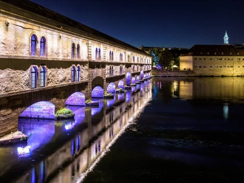 Night at Vauban Dam, Petite France, Grande île, Strasbourg, France