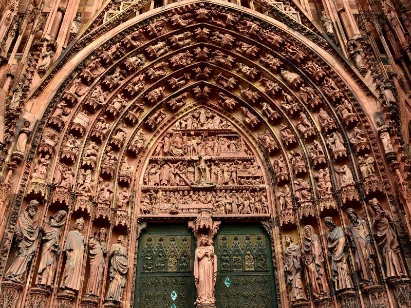 Tympanum of the cathedral, Grande île, Strasbourg, France