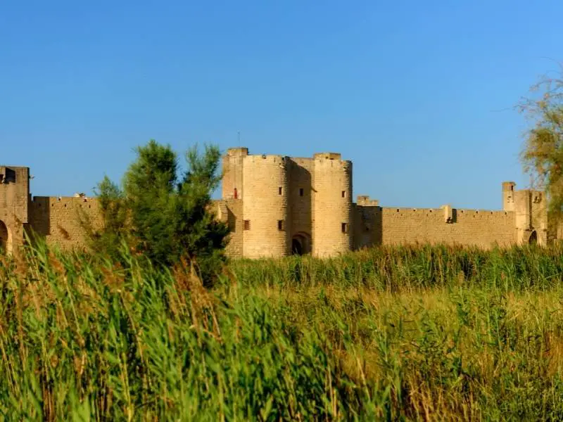 Aigues Mortes France, View of the wall of Aigues-Mortes outside the medieval city