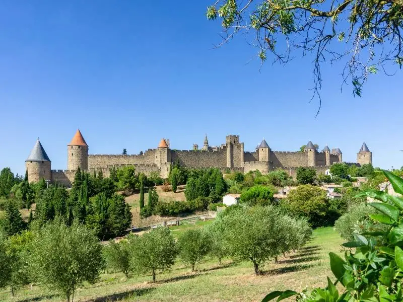 Carcassonne France, Cité de Carcassonne perched on a hilltop