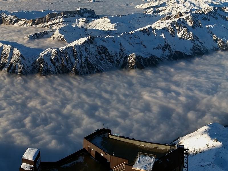 Chamonix France, Sea of clouds in Aiguille du Midi
