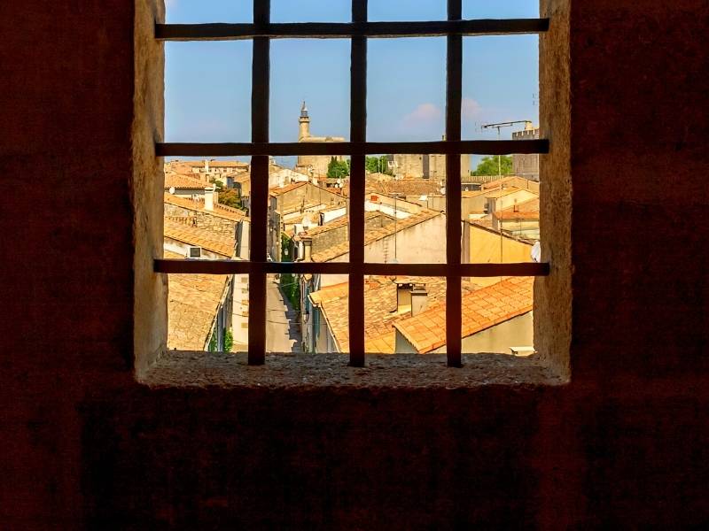 Aigues Mortes France, View of the medieval city from a tower's window