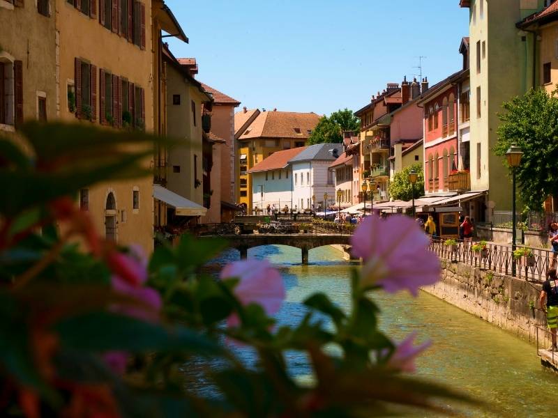 Annecy France, View of the historic center from the bridges