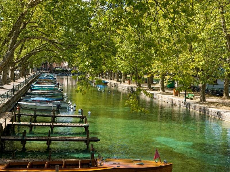 Annecy France, Serene and picturesque view of Canal du Vassé