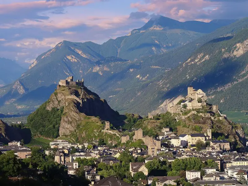 Sion Switzerland, View of the city and its two hills