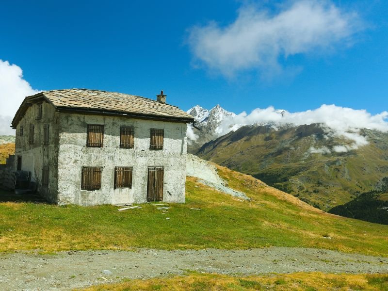 Dramatic view of an old house near Schwarzsee, one of the scenic spots in Zermatt