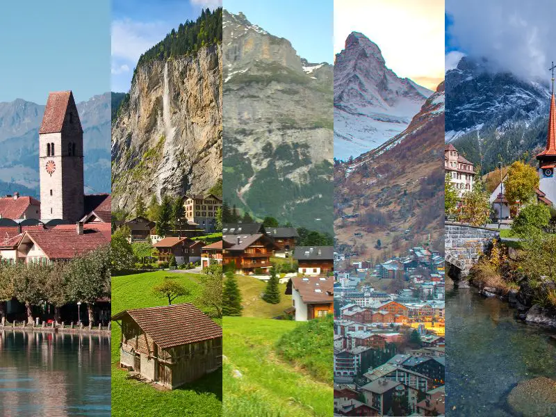 Towns in Swiss Alps, Switzerland