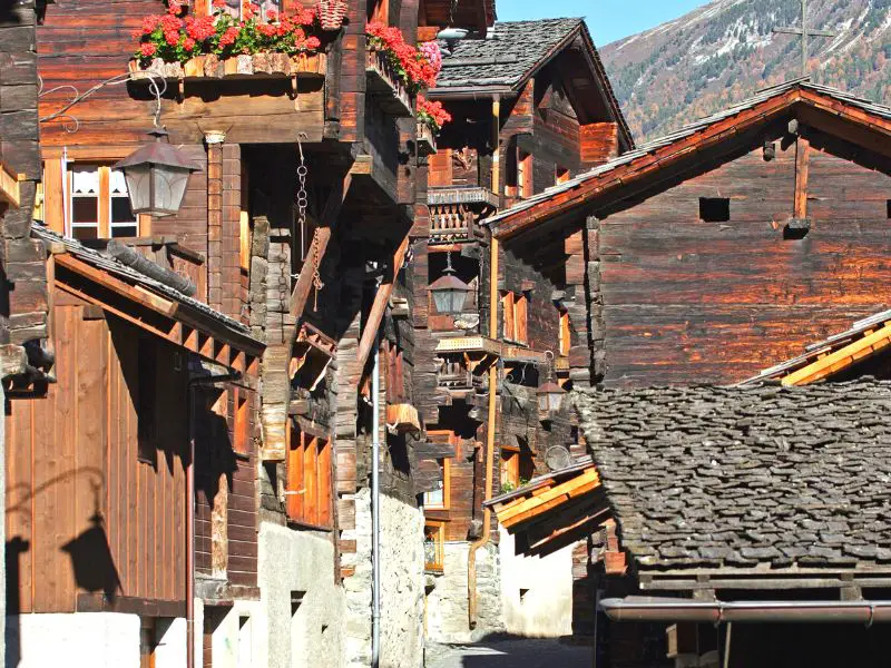 Traditional wooden houses, Grimentz, Switzerland