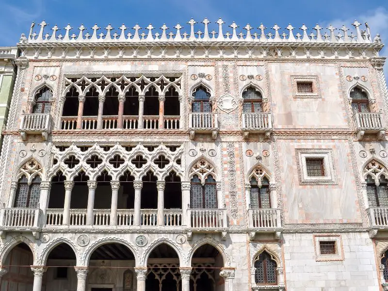 Beautiful Building in Venice, Ca' d'Oro facade close-up